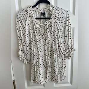 White and Black Polkadot Blouse